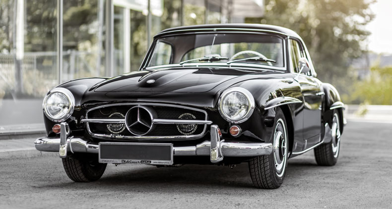 classic Mercedes black coupe car